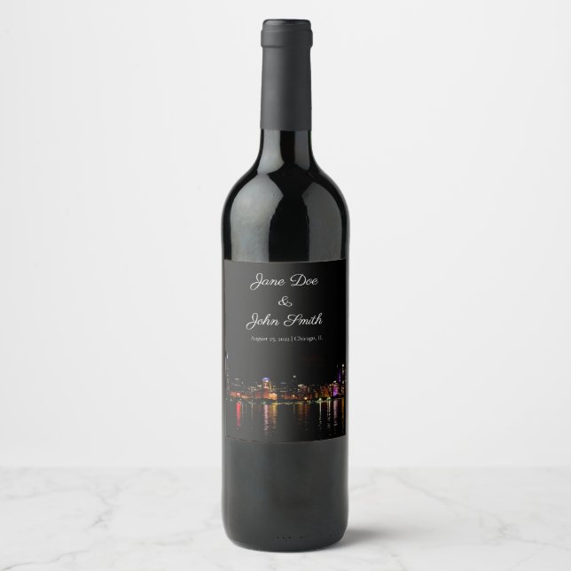 Personalised Chicago Skyline Wine Label (Front)