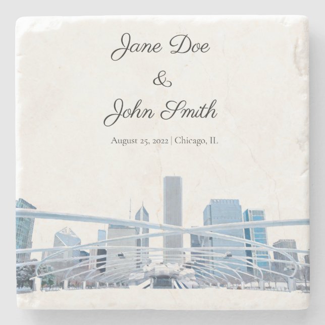 Personalised Chicago Stone Coaster (Front)