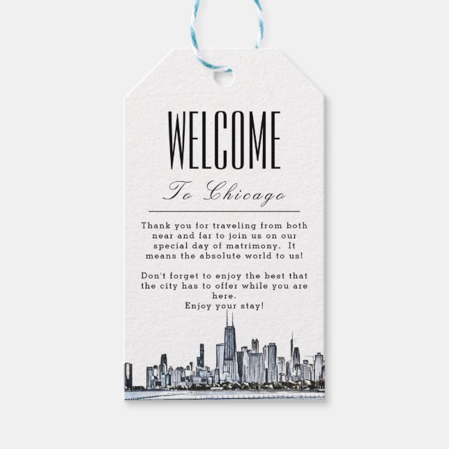 Personalised Chicago Welcome Gift Tag (Front)