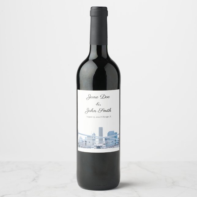 Personalised Chicago Wine Label (Front)