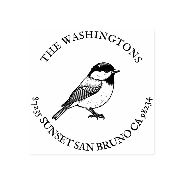 Personalised Chickadee Return Address Stamp – Name (Imprint)