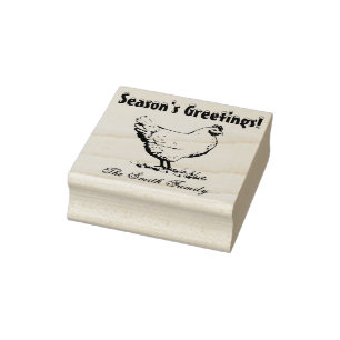 Personalised Chicken Christmas Rubber Stamp