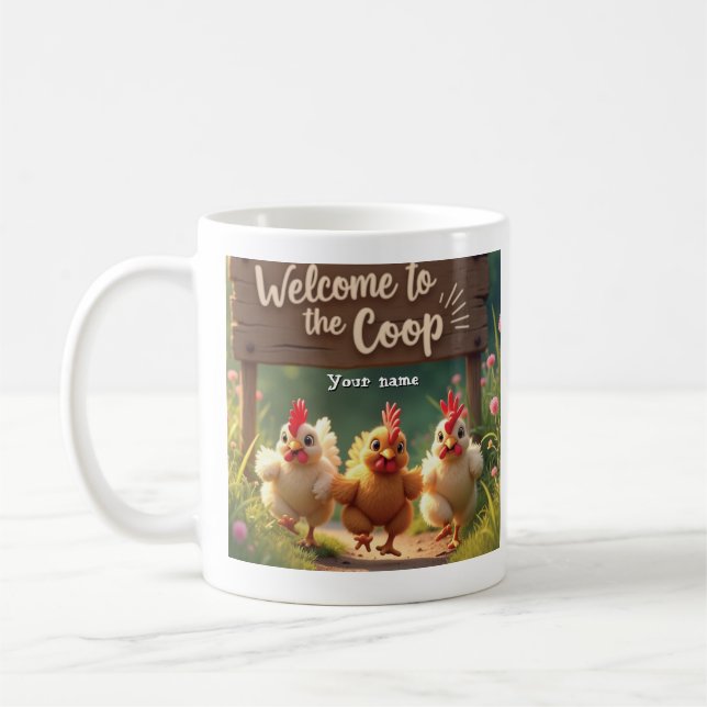 Personalised Chicken Coop Mug – Welcome to the Coo (Left)
