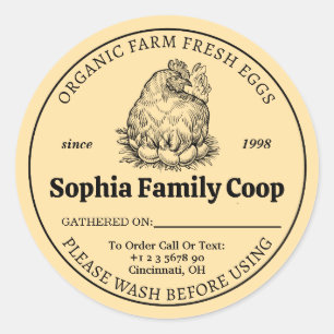 Personalised Chicken Coop Owner Name Date Eggs Classic Round Sticker