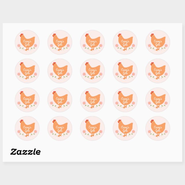 Personalised Chicken Egg Carton Round Stickers (Sheet)