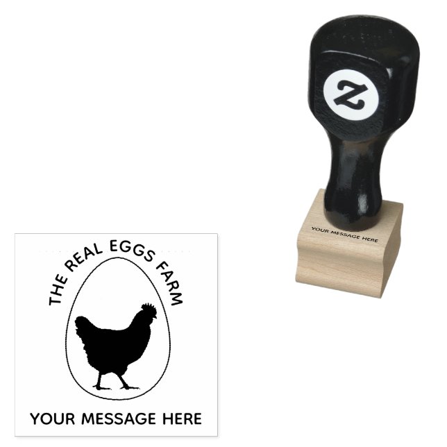 Personalised Chicken Egg Poultry Farm Logo Rubber Stamp (Stamped)