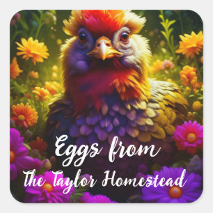 Personalised Chicken Eggs Square Sticker