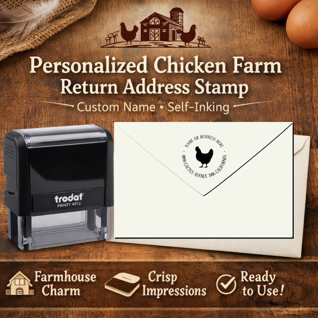 Personalised Chicken Farm Return Address Stamp  (Creator Uploaded)