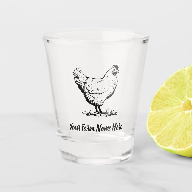 Personalised Chicken Farm Shot Glass (Front)