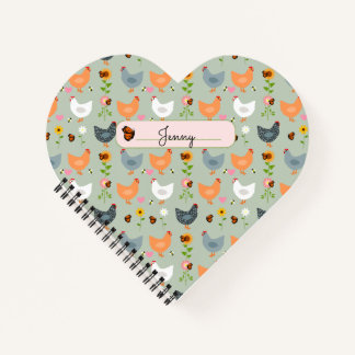 Personalised Chickens in the Flowers Notebook