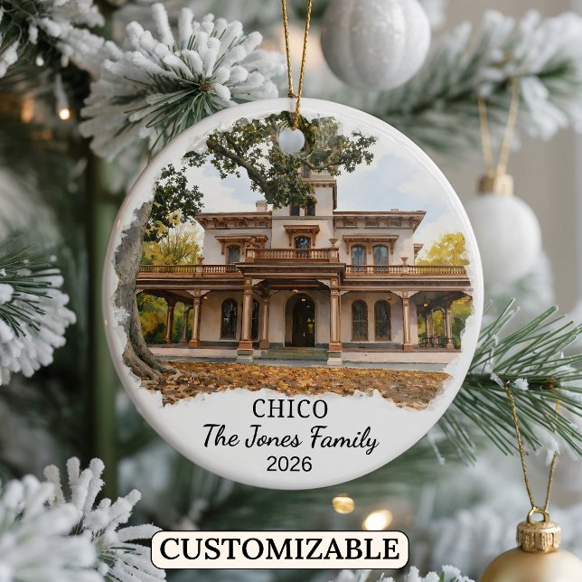 Personalised Chico Ornament, Custom California Ceramic Tree Decoration (Creator Uploaded)