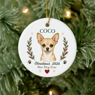 Personalised Chihuahua Dog Christmas Ceramic Tree Decoration