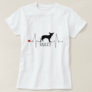 Personalised Chihuahua Love My Dog Heart Beat T-Shirt