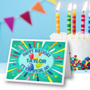 Personalised Child Colourful Birthday Card