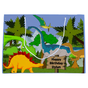 Personalised Child Dinosaur Birthday Large Gift Bag