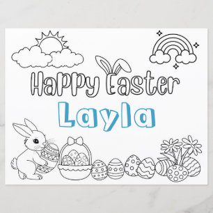 Personalised Child Easter Colouring Activity Sheet