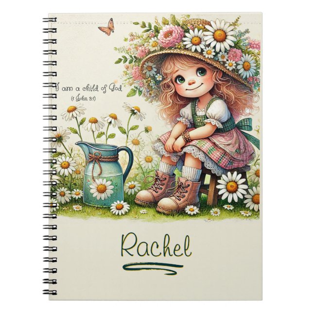 Personalised Child of God daisy girl Notebook (Front)