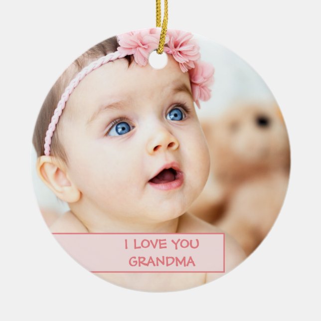 Personalised Child Photo Mother's Day Grandmother Ceramic Tree Decoration (Front)
