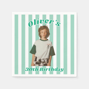 Personalised Childhood Photo 30th Birthday Napkin