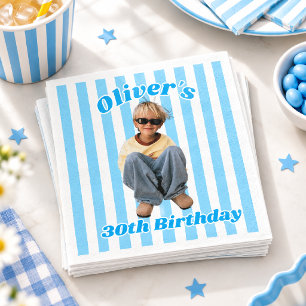 Personalised Childhood Photo 30th Birthday Napkin