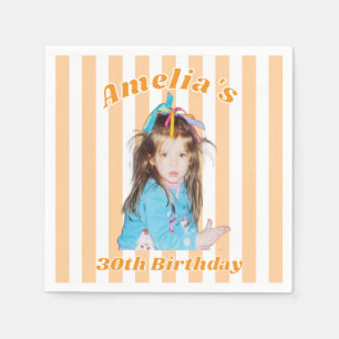 Personalised Childhood Photo 30th Birthday Napkin