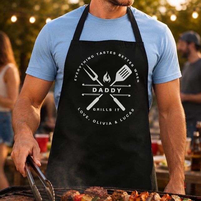 Personalised Children Name Daddy Grills BBQ Apron (Creator Uploaded)