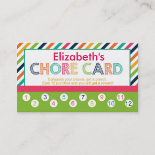 Personalised children's Chore punch card