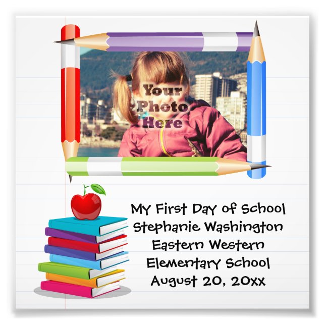 Personalised Children's Kids School Photo Frame Print (Front)