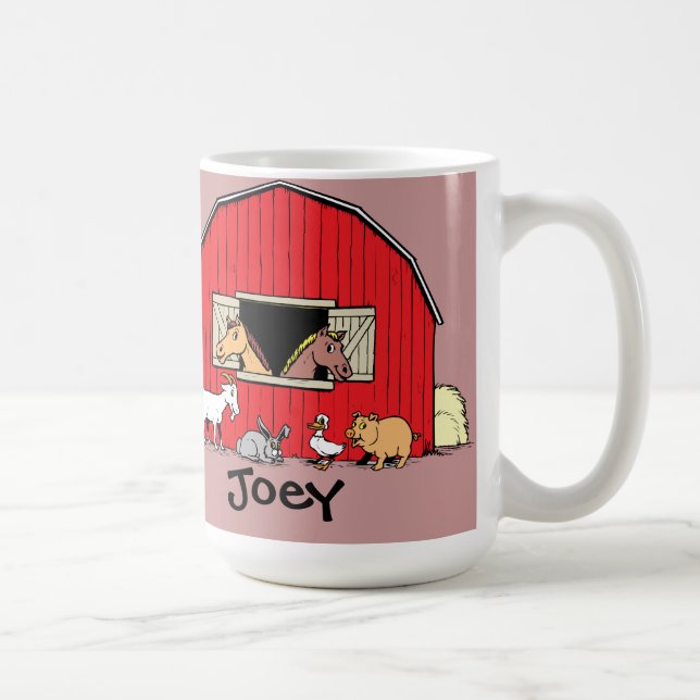 Personalised Child's Barn and Animals Mug (Right)