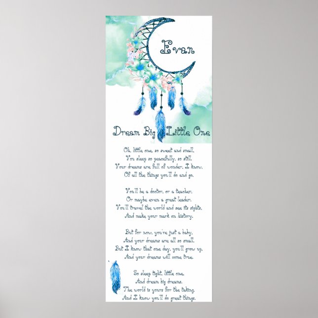 Personalised child's dreamcatcher  poem poster (Front)