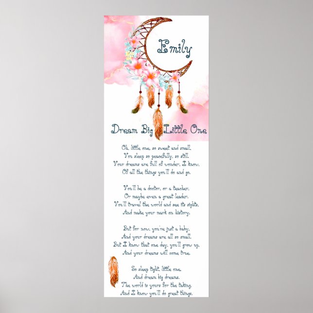 Personalised child's dreamcatcher  poem poster (Front)