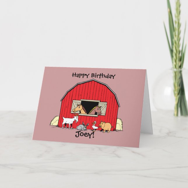 Personalised Child's Farm Animals Birthday Card (Front)