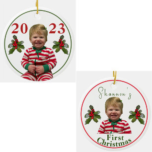 Personalised Child's First Christmas Ceramic Tree Decoration