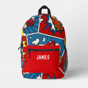 Personalised Child's Name Comic Book Style Printed Backpack