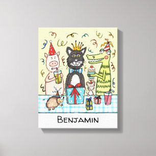 Personalised Child's Party Animals Picture Canvas Print