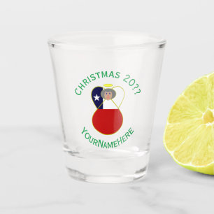 Personalised Chile Abuela Angel Christmas Flag Shot Glass