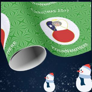 Personalised Chile Abuela Angel Christmas Flag Wrapping Paper
