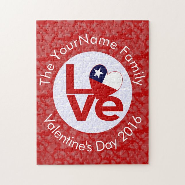 Personalised Chile Red LOVE Flag Jigsaw Puzzle (Vertical)