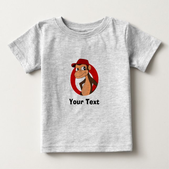Personalised Chimp cartoon Baby T-Shirt (Front)
