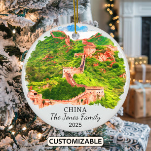 Personalised China Ornament, Custom China Gift Ceramic Tree Decoration