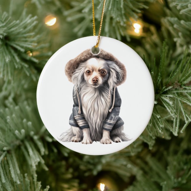 Personalised Chinese Crested Dog Ceramic Tree Decoration (Tree)