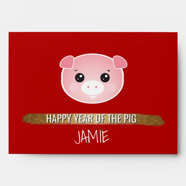 Personalised Chinese New Year | Happy Year of Pig Envelope (Front)