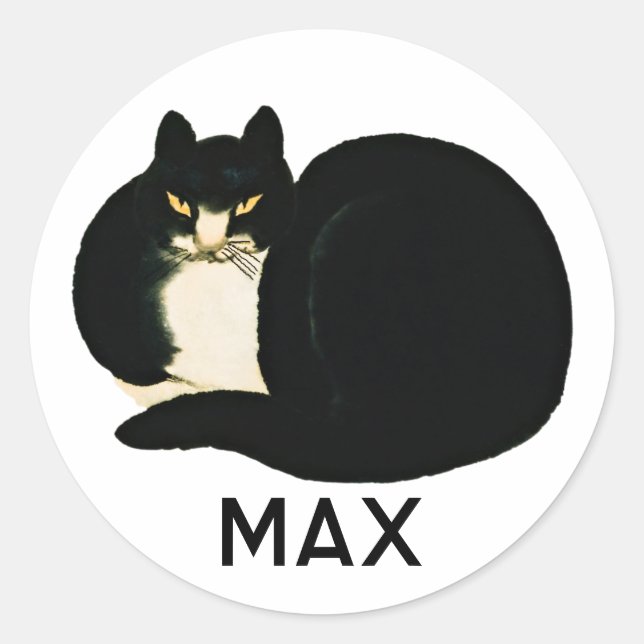 Personalised Chinese Qing Dynasty Black Manchu Cat Classic Round Sticker (Front)