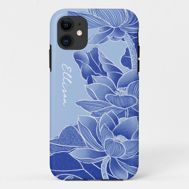 Personalised Chinoiserie Chic Blue Lotus Mandala   Case-Mate iPhone Case (Back)