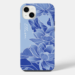 Personalised Chinoiserie Chic Blue Lotus Mandala iPhone 14 Plus Case