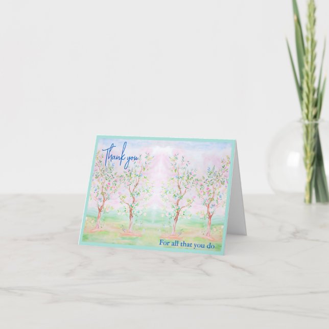 Personalised Chinoiserie preppy floral watercolo Thank You Card (Front)