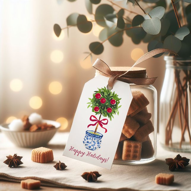 Personalised Chinoiserie Topiary Holiday,  Gift Tags (Creator Uploaded)