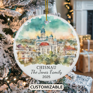 Personalised Chisinau Ornament, Moldova Gift Ceramic Tree Decoration