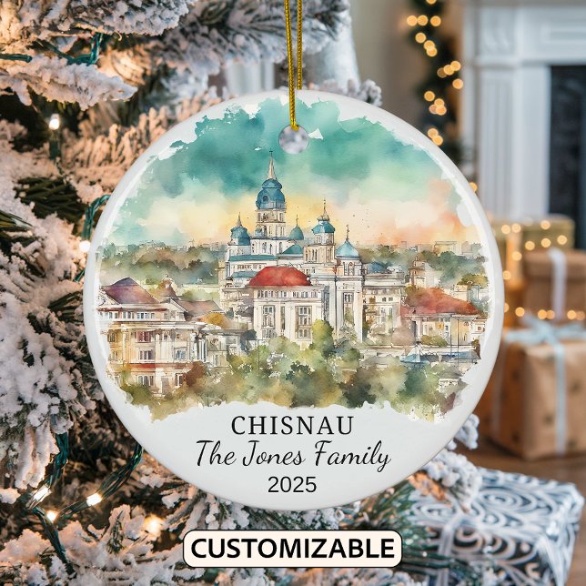 Personalised Chisinau Ornament, Moldova Gift Ceramic Tree Decoration (Creator Uploaded)