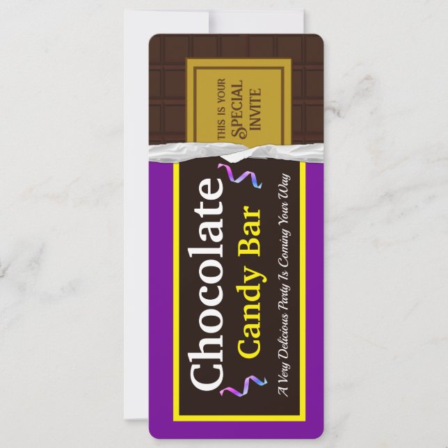 Personalised Chocolate Candy Bar Party Invitation (Front)
